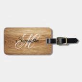 Eichenholz-Bild mit elegantem Monogramm Gepäckanhänger (Vorderseite horizontal)