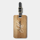 Eichenholz-Bild mit elegantem Monogramm Gepäckanhänger (Vorderseite vertikal)