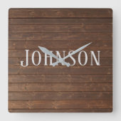 Eichenholz mit Familienname Quadratische Wanduhr (Vorderseite)
