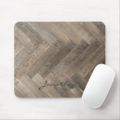 Eichenholz-Zickzack-Muster-Monogramm Mousepad (Mit Mouse)
