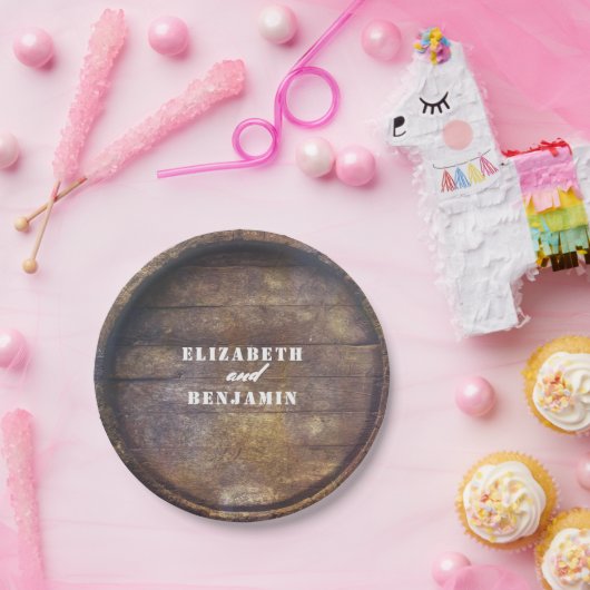 Eichenholzverheiratung am unteren Ende der Rustika Pappteller (Party)