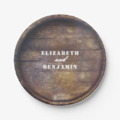 Eichenholzverheiratung am unteren Ende der Rustika Pappteller (Vorderseite)