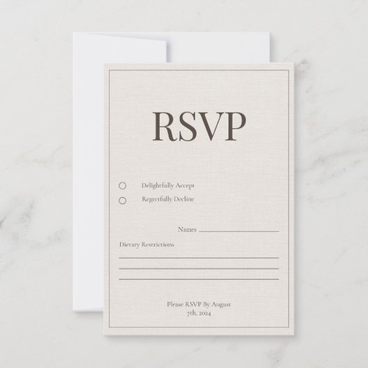 Eichenkarte und Elfenbeinkarte RSVP Karte (Vorderseite)