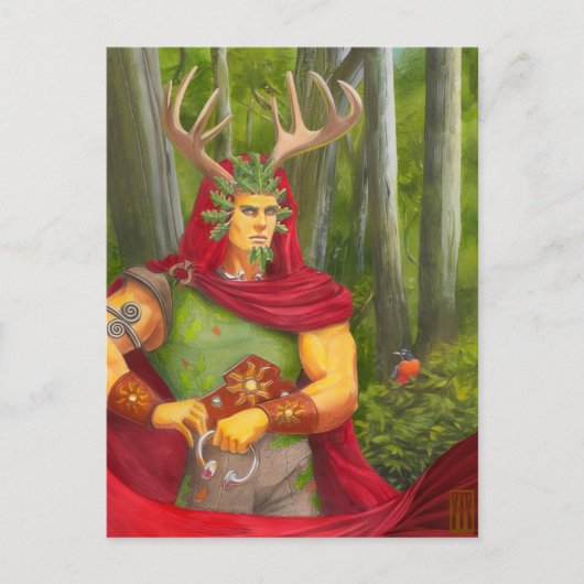 Eichenking-Porträt-Miniaturdruck Postkarte (Vorderseite)