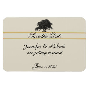 Eichenplantage in Gold Save-the-Date-Karte Magnet