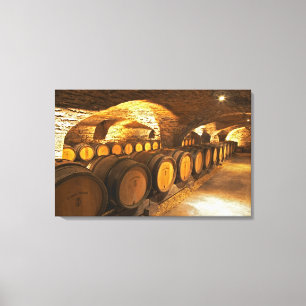 Eichentonnen im Keller des Domaine Comte Leinwanddruck