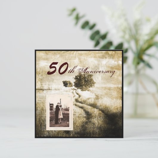 Eichenwald Western 50. Hochzeitstag Einladung (Stehend Vorderseite)
