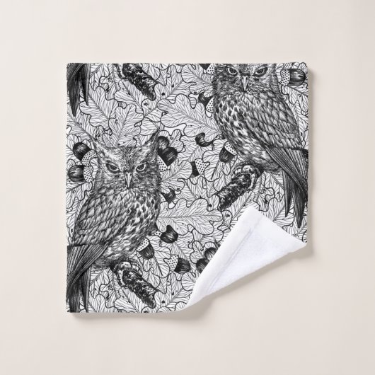 Eichenwälder, schwarz-weiß badhandtuch set (Waschlappen)