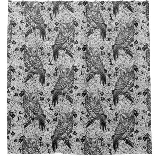 Eichenwälder, schwarz-weiß duschvorhang (Vorderseite)