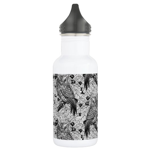 Eichenwälder, schwarz-weiß edelstahlflasche (Links)