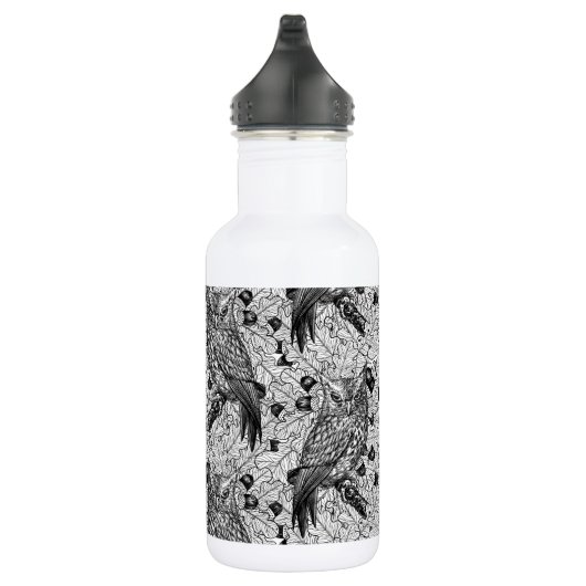 Eichenwälder, schwarz-weiß edelstahlflasche (Rechts)