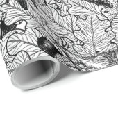 Eichenwälder, schwarz-weiß geschenkpapier (Rolleneckpunkt)