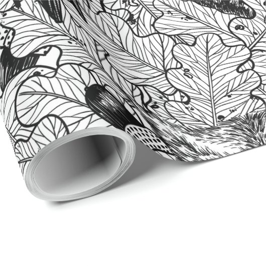 Eichenwälder, schwarz-weiß geschenkpapier (Rolleneckpunkt)