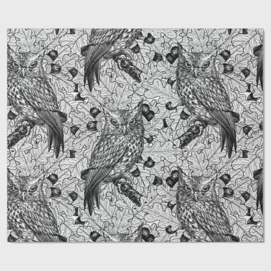 Eichenwälder, schwarz-weiß geschenkpapier (Flach)