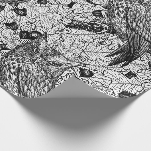 Eichenwälder, schwarz-weiß geschenkpapier (Ecke)