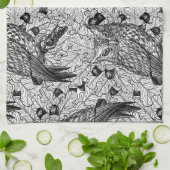 Eichenwälder, schwarz-weiß geschirrtuch (Gefaltet)