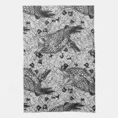 Eichenwälder, schwarz-weiß geschirrtuch (Vertikal)