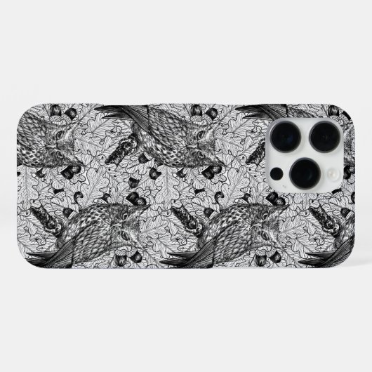 Eichenwälder, schwarz-weiß iPhone hülle (Rückseite (Horizontal))