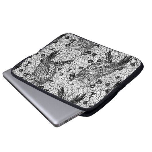 Eichenwälder, schwarz-weiß laptopschutzhülle (Vorne Knopf)