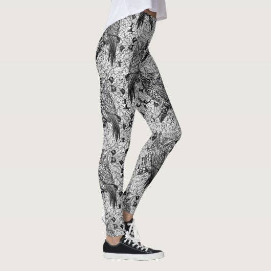 Eichenwälder, schwarz-weiß leggings (Rechts)