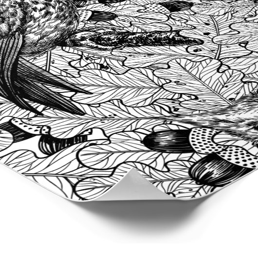 Eichenwälder, schwarz-weiß poster (Ecke)