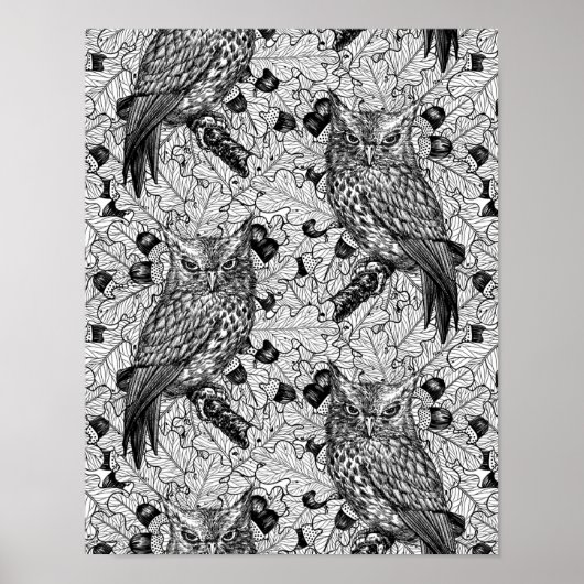 Eichenwälder, schwarz-weiß poster (Vorne)