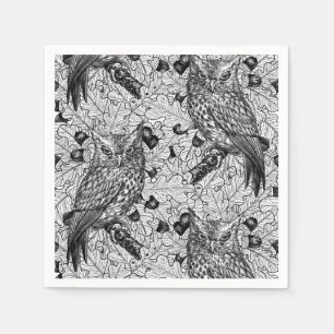 Eichenwälder, schwarz-weiß serviette
