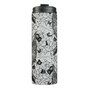 Eichenwälder, schwarz-weiß thermosbecher