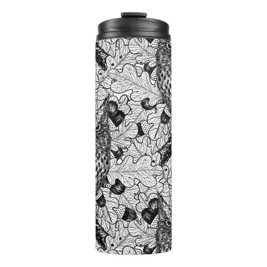 Eichenwälder, schwarz-weiß thermosbecher (Vorderseite)