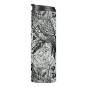 Eichenwälder, schwarz-weiß thermosbecher (Nach rechts gedreht)