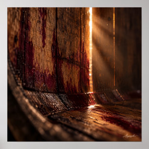 Eichenweinfass Licht Makrofotografie Poster
