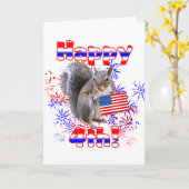 Eichhörnchen 4. Juli Karte (Gelbe Blume)