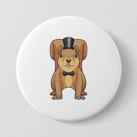 Eichhörnchen als Bräutigam mit Anzug Button (Vorderseite)