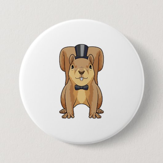 Eichhörnchen als Grobhirte mit Anzug Button (Vorderseite)