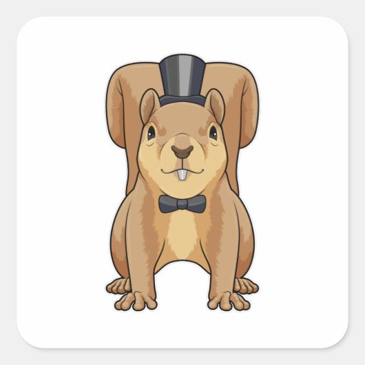 Eichhörnchen als Grobhirte mit Anzug Quadratischer Aufkleber (Vorderseite)