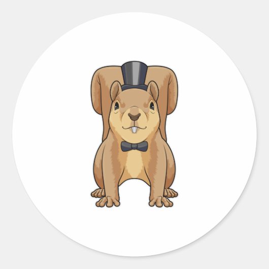 Eichhörnchen als Grobhirte mit Anzug Runder Aufkleber (Vorderseite)