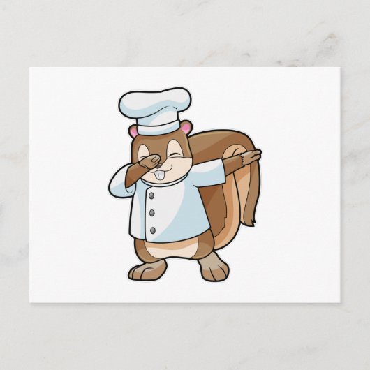 Eichhörnchen als Koch mit Kochschürze Postkarte (Vorderseite)