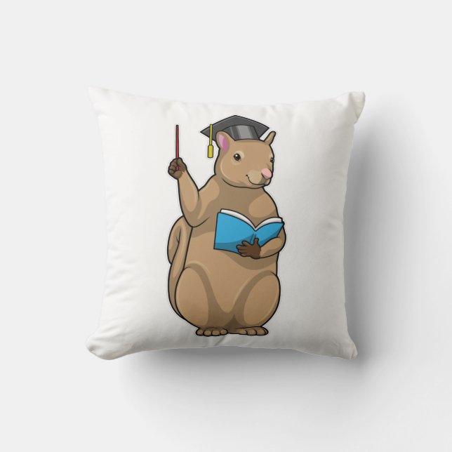 Eichhörnchen als Lehrerin mit Buch Kissen (Vorderseite)