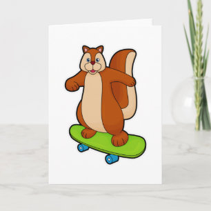 Eichhörnchen als Skater mit Skateboard Karte
