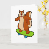 Eichhörnchen als Skater mit Skateboard Karte (Gelbe Blume)