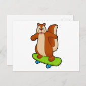Eichhörnchen als Skater mit Skateboard Postkarte (Vorne/Hinten)