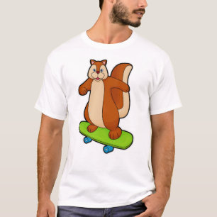 Eichhörnchen als Skater mit Skateboard T-Shirt