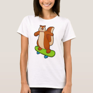Eichhörnchen als Skater mit Skateboard T-Shirt