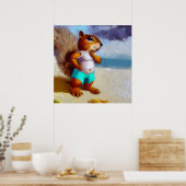 Eichhörnchen am Strand Poster (Küche)