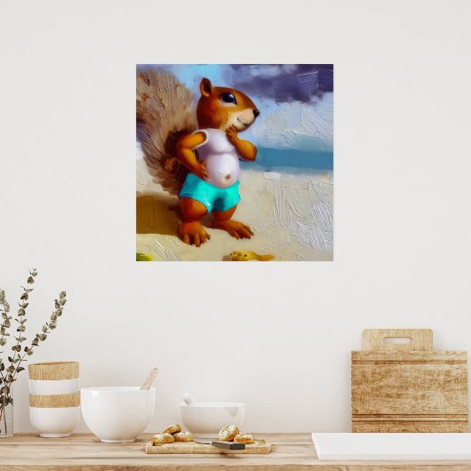 Eichhörnchen am Strand Poster (Küche)