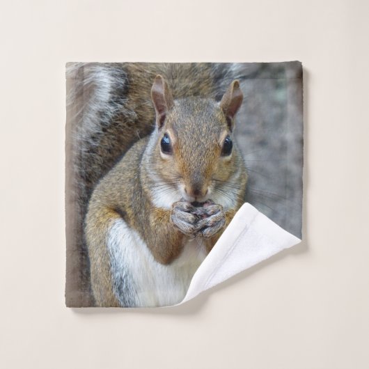 Eichhörnchen an einer Nut Badhandtuch Set (Waschlappen)