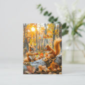 Eichhörnchen Ansammlung Acorns auf Waldboden Postkarte (Stehend Vorderseite)