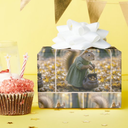 Eichhörnchen-Ansammlung nackt in ihrer Tasche Geschenkpapier (Geburtstagsparty)