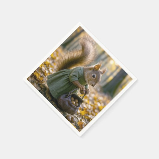 Eichhörnchen-Ansammlung nackt in ihrer Tasche Serviette (Ecke)