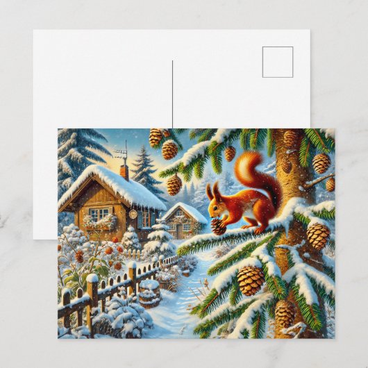 Eichhörnchen Ansammlung Pine Cones Postkarte (Vorne/Hinten)